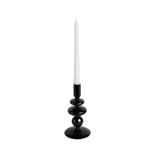 Candelabro Vidrio Negro 18x8cm