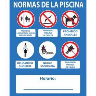 CARTEL PVC «NORMAS PISCINA» 50 X 40CM