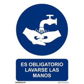 ADHESIVO VINILO OBLIGATORIO LAVARSE MANOS 20X30CM