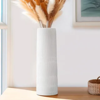 Florero Cylinder Ceramica 46Cm Blanco