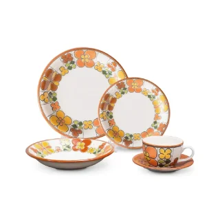 Vajilla Vega Floral Naranja 4 Puestos Artesa