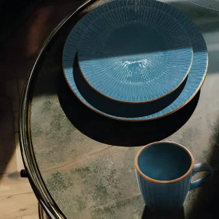 Vajilla Shell Turquesa 4 Puestos Artesa