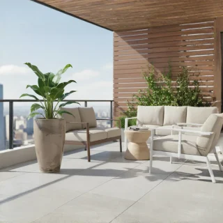 Maceta Amsterda Efecto Marmol 35 x 65 cm C/Beige