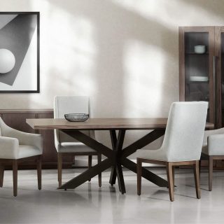 Mesa Comedor French Base Metalica Cenizo