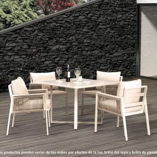 Mesa Comedor Outdoor Alin Cuadrada + 4 Sillas