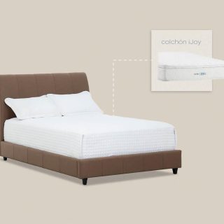Set Cama Messina Caramelo  + Colchon Ijoy King